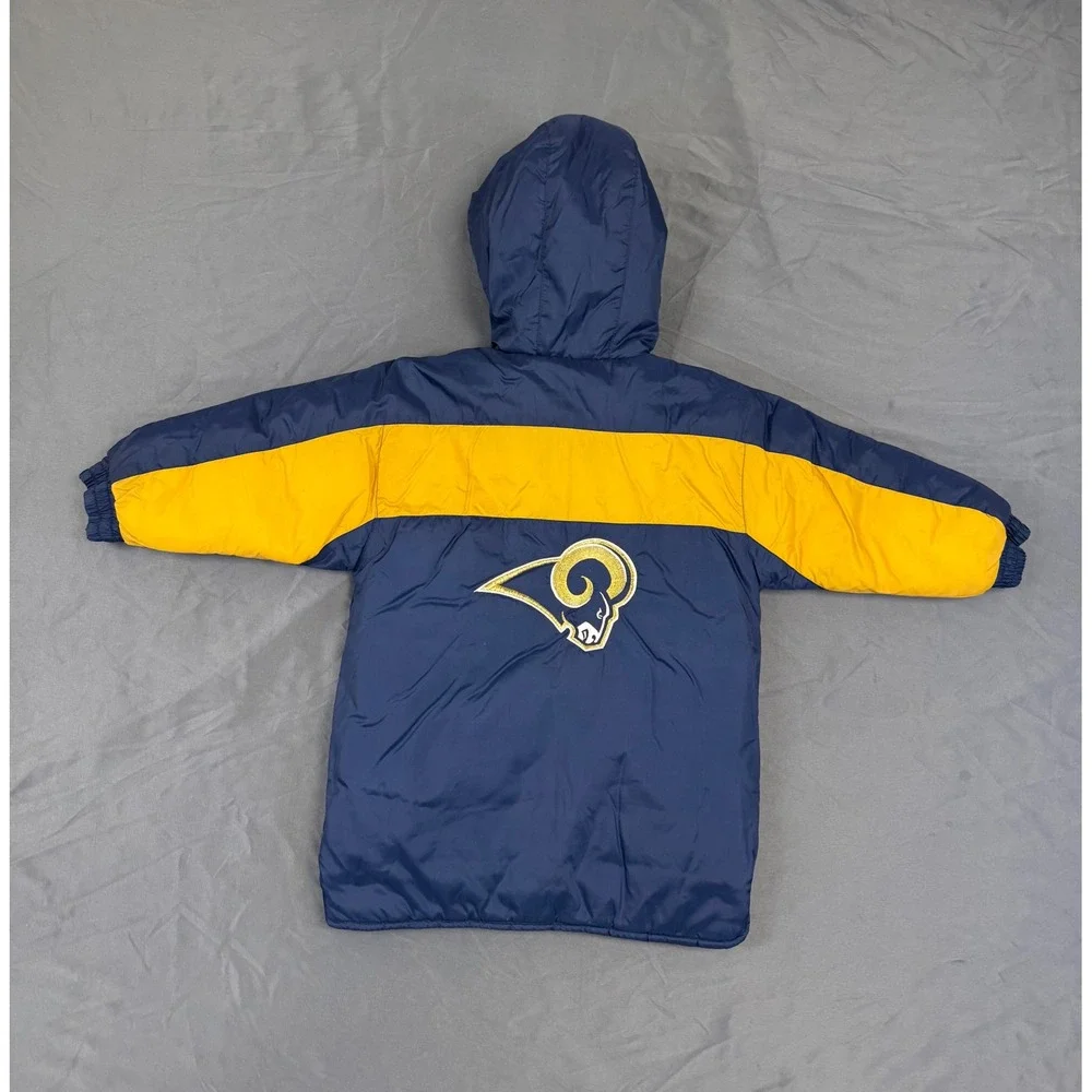 NFL Touchdown Club Los Angeles Rams Kids Vintage Puffer Jacket‎ Blue Yellow 3T